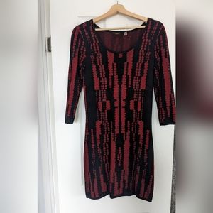 Dex black and red print sweater dress